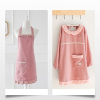 Tablier de cuisine en coton imperméable personnalisable avec volants, motif lapin de dessin animé, poche, tour de cou réglable, anti-salissures