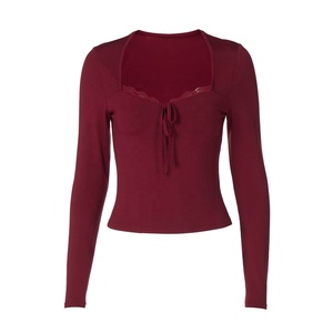 T-<span class=keywords><strong>shirt</strong></span> élégant en dentelle pour <span class=keywords><strong>femme</strong></span>, nouvelle mode automne 2026, style tendance, moulant et amincissant, manches longues - Product Image 5