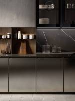 Kabinet Dapur Granit Stainless Steel Mewah dengan Desain Modular untuk Penggunaan Hotel, Vila, dan Apartemen