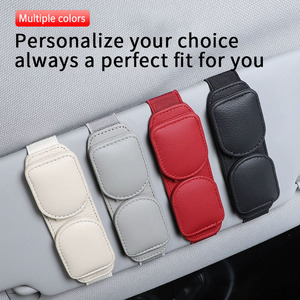 Fujong Supporto Universale per Occhiali da Sole e da Vista per Auto, Clip per Visiera Parasole, Gancio Elegante in Pelle Microsoft, Supporto per Biglietti - Product Image 4