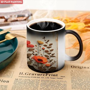 Heat Sensitive <b>Ceramic</b> <b>Mug</b> 11oz Color Changing Magic Tea Cup Frosted Black Coated Blank Design - Product Image 5