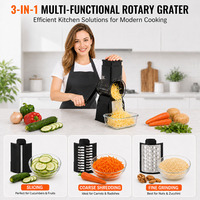 Multifunctionele handmatige handmixer PP groente snijder kaas hakselaar raspen roterende kaasrasp 3 verwisselbare onderdelen