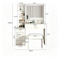 Coiffeuse Moderne et Durable Tout-en-un avec Rangement, Multifonctionnelle, Idéale pour Appartement, Petite Chambre, Économique