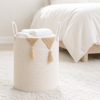 Panier de rangement ovale en coton tissé fait main, grand, pliable, écologique, doux, durable, avec logo personnalisé OEM ODM, prix usine