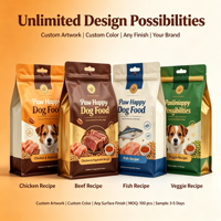 Sachet alimentaire pour animaux de compagnie imprimé sur mesure, à huit soudures latérales, fond plat, avec fermeture éclair et trou Euro, pour boîte de nourriture pour chien, vente en gros