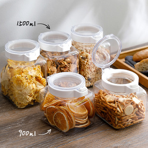 SHIMOYAMA 900ml contenedores sellados transparentes para alimentos herméticos con tapas para tarros de contenedores de almacenamiento de despensa - Product Image 1