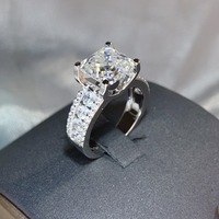 Bague en argent 925 avec moissanite couleur D étincelante, taille Asscher brillante de 5 carats, testée et approuvée, pour femme, bijoux fins