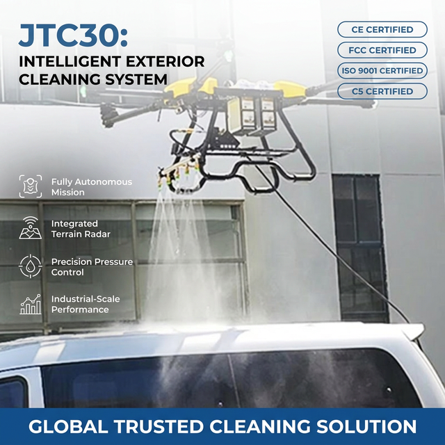Intelligent Window Cleaning Drone Fully Autonomous Exterior Building Washer UAV with Radar Obstacle Avoidance System