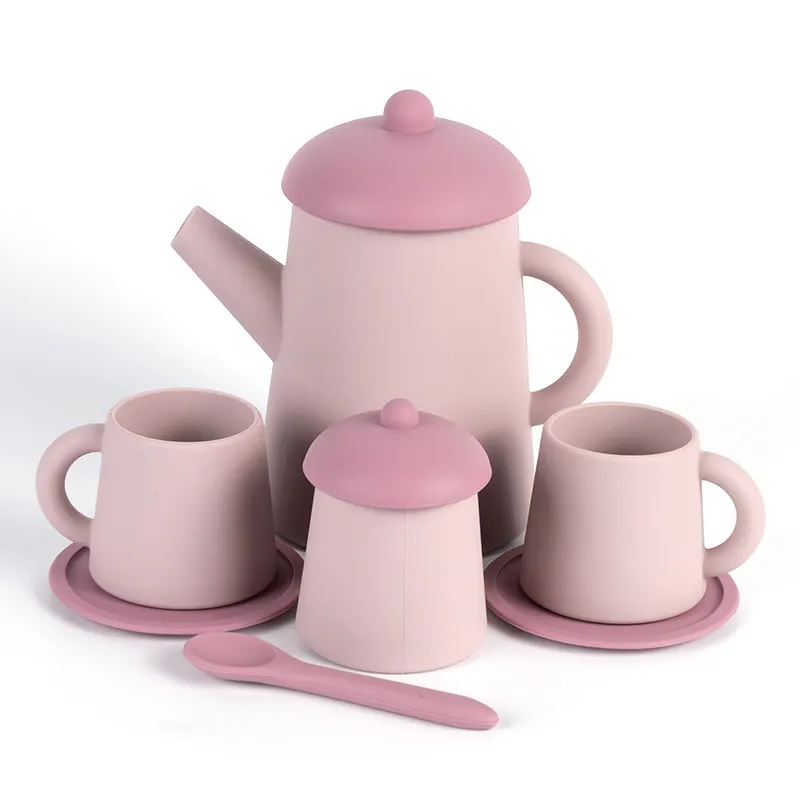 Wholesale Bpa Free Silicone Kitchen Toys Sets Non Toxic Tea Cup Baby Children Kids Kitchen Toys for Girls