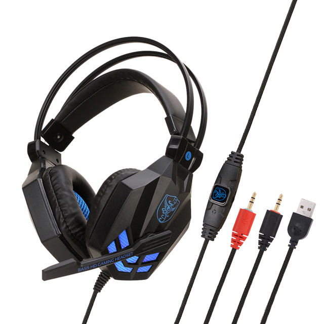 High Quality 3D Stereo Sound Over Ear Wired Gaming Headphones Headset with Mic for PC RGB Light