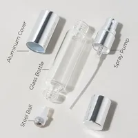 10ml Bouteille en verre de parfum à double tête Rolling and Mist Spray Bouteilles en argent Atomiseur de parfum Ensemble de gros