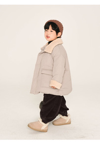 Veste à capuche mi-longue pour garçons, <span class=keywords><strong>hiver</strong></span>, épaisse, patchwork, col à revers, boutonnée, en nylon teint, duvet de canard blanc - Product Image 6