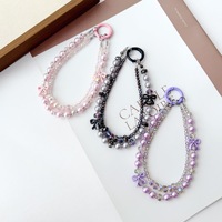 Cordon de téléphone à double chaîne avec nœud en cristal - Conception de dragonne anti-choc, porte-clés multifonctionnel, accessoires de sac, modèle femme AL-575