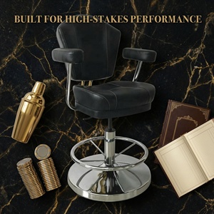 Silla de Póker Ajustable de Cuero Genuino - Taburete de <span class=keywords><strong>Bar</strong></span> Personalizable Más Vendido para Casino, Hogar, Hotel, Centro Comercial y Uso Comercial - Product Image 3