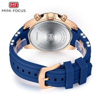 MINI FOCUS 0350 jam tangan olahraga baru untuk pria tali silikon biru jam tangan kuarsa kronograf dengan tanggal otomatis tangan bercahaya