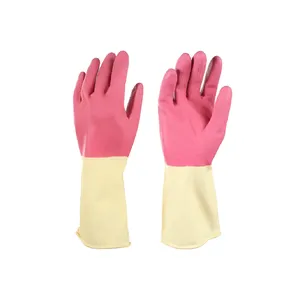 Xingli CE onaylı bi-renk uzun kollu kaymaz yetişkin lateks kimyasal direnç kauçuk eldiven erkekler kadınlar için