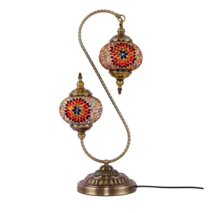 מנורת שולחן מזכוכית ססגונית בסגנון טורקי בעבודת יד פסיפס עם פסיפס פמוט ארומתרפיה לקישוט הבית