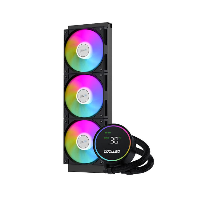 Coolleo Ice Fairy Digital Screen 360 ARGB-Lite CPU Water Cooling Radiator 12V LED Copper Fan 4Pin Computer Computer Case