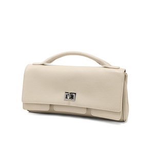 Elegante Bolso de Hombro de Cuero Beige con Asa Superior, Estilo Vintage, Bolso Bandolera para Damas - Product Image 1