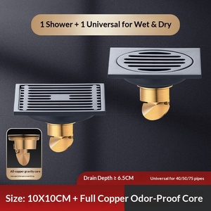 Custom 304 Stainless Steel All-Copper Anti-Odor Floor Drain Gun Gray Core Modern Simple Design for Bathroom Shower Room - Product Image 6