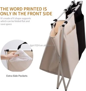 ถุงซักผ้าสีดำ ตะกร้าใส่ผ้า และถุงซักผ้าสีเบจพร้อมหูหิ้วนุ่ม - Product Image 2