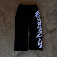 Pantalon de survêtement évasé avec patch brodé effet vieilli, respirant, fermeture à cordon de serrage, délavé soleil, délavé à l'acide, 100% coton épais, taille mi-haute