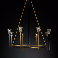 Vente directe d'usine, luminaire suspendu en cristal et cuivre LED de style américain moderne et luxueux, personnalisable, pour la maison, la salle à manger, l'hôtel, le bar, le hall