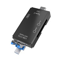 Adaptador de Enchufe Tipo C 6 en 1, Lector de Tarjetas de Memoria Micro USB Portátil, Adaptador para Tarjetas SD y TF con Función OTG para PC y Laptop