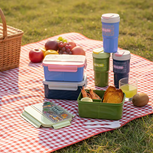 Cute Cartoon School Picnic Travel <b>Lunch</b> <b>Box</b> With Sub-Grid Cartoon Bento <b>Box</b> With Water Cup Plastic <b>Lunch</b> <b>Box</b> with Cutlery - Product Image 6