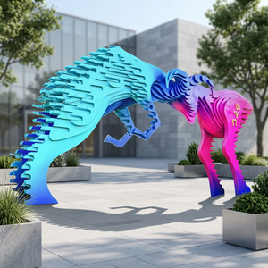 Sculpture d'animal en résine personnalisée, installation artistique extérieure, décor de parc à couches de couleurs - Product Image 2