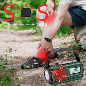 วิทยุพยากรณ์อากาศฉุกเฉินแบบมือหมุน DAB+ พร้อมไฟฉาย จอ LED ลำโพงในตัว และแบตเตอรี่สำรองพลังงานสูงกว่า 10000mAh - Product Image 3