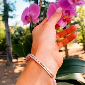 Bracciale con perline in pietra naturale e accenti oro rosa - Bohemian Elegante - Bellissimo, sei stato creato per fare grandi cose - Product Image 6