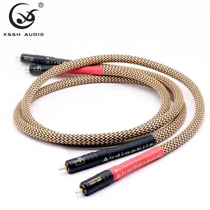 Audiophille Aux Cord Wire YIVO XSSH CD Amplifier OFC Plated Silver 2 Core 2RCA to 2RCA Jack HIFI Signal Lines Audio Cable