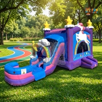 Parc aquatique gonflable 2 voies Unicorn Combo, utilisation humide et sèche, en PVC, capacité supérieure à 10 personnes