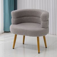 Fauteuil de maquillage moderne individuel en fausse fourrure de mouton crème, capitonné blanc, avec pieds en bois, pour chambre à coucher et salon