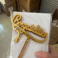 Décoration de gâteau de remise de diplôme en acrylique doré, motif miroir doré « Félicitations diplômé », épaisseur 2 mm, ensemble élite pour fête de remise de diplôme