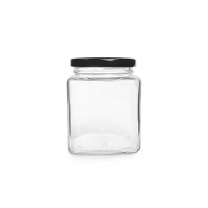 250 ml oz 9 retângulo jam mel frascos de vidro de embalagem de alimentos em conserva embalagem atacado