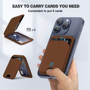 Porte-cartes magnétique en cuir PU Porte-cartes magnétique Magsafe pour téléphone en métal Portefeuille magnétique <span class=keywords><strong>Macsafe</strong></span> pour téléphone - Product Image 2