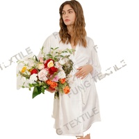 FUNG 6022 Nouvelle Arrivée Robe Courte en Satin avec Bordure en Fourrure, Robe de Demoiselle d'Honneur en Satin, Robe de Mariée en Satin, Robe en Satin à Plumes