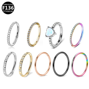 Titanium Heart <b>Opal</b> Diamond Nose <b>Ring</b> F136 Threadless Piercing Jewelry Multicolored Halo Nipple <b>Ring</b> Cross Piercing - Product Image 1