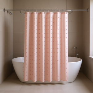 Rideau de douche en coton jacquard avec pompons, accessoire de salle de bain élégant - Product Image 2