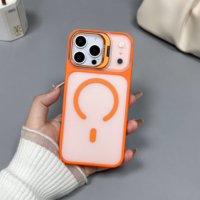 Coque de téléphone de luxe 2026 à surface toucher peau, avec support magnétique en alliage pour iPhone 17 Pro Max – Vente en gros