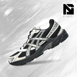 ASICS Gel 1130 'Cream Black' Zapatos de malla para caminar para hombre, zapatillas deportivas clásicas transpirables con cordones y punta redonda - Product Image 1