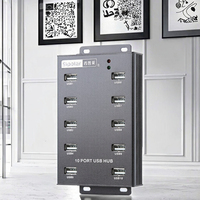 Hub USB 2.0 en métal Sipolar A-300 à 10 ports avec adaptateur secteur 12V 5A pour transfert de données et prise en charge SD pour téléphones mobiles et PC en stock