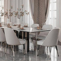 Table et chaises de salle à manger minimalistes modernes avec design en arc, table de salle à manger haut de gamme avec plateau en marbre, grandes tables de salle à manger pour 12 personnes, sur mesure