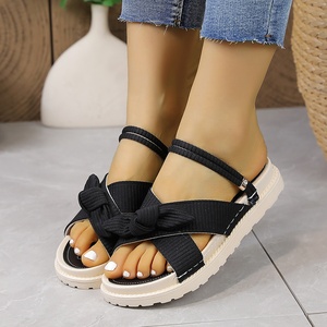 Nouvelles sandales tendance pour femmes, couleur unie, bout ouvert, à brides croisées avec nœud, plateforme imperméable, mules élégantes pour femmes - Product Image 5