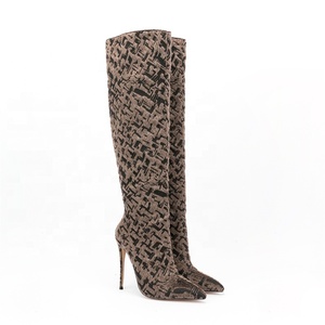 2022 Winter Boots New Trendy Animal Print Big Size <b>Shoes</b> 47 Back Zipper High Heel Knee High Women Boots <b>Shoes</b> - Product Image 3