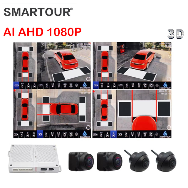 Smartour Car AHD 1080P 2K Camera Panoramic 3D 360 Degree All-round Bird's Eye View System DVR 360 Degres Car Cameras System