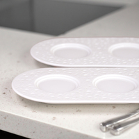 Luxe wit porseleinen proefbord, ovaal met compartimenten, sausbakje voor restaurant servies, bruiloft decoratie