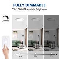 Plafonnier LED encastré en aluminium super fin de 12 pouces, 18W, 1800LM, 3000K/4000K/5000K, certifié ETL, luminosité réglable